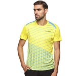 Prokick Regular Fit Half Sleeves Round Neck Tshirt for Men|Activewear T-Shirt Comfort Fit|Light Weight, Moisture Absorption, Sports Tshirt for Badminton,Tennis,Squash,Gym Wear,Everyday Wear (Yellow-S)