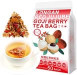 Plant Gift 50 cups Longan Goji Berry Tea Bags (桂圆红枣枸杞茶 GUI YUAN HONG ZAO GOU QI CHA) Dried Longan, Wolfberry, Rose, 10.58oz (6g*50bags / 300g) Combination of Floral Tea