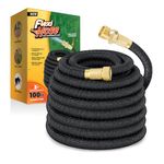 Flexi Hose Expandable Garden Hose, Lightweight & No-Kink Flexible Garden Hose, 3/4 inch Solid Brass Fittings and Double Latex Core, 100 ft Black