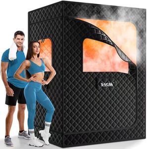 X-Vcak 2 Person Sauna, Extra Large Sauna Box, Portable Steam Sauna Tent with 2 Steamers, 2 Folding Chair, 71”x 49”x 36”, Black