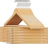 20x Premium Wooden Coat Hangers with Non Slip Grip, Clothes Hanger for Suits, Jackets, Shirts, Dresses, Trousers Smooth & No Roughness Hangers, Slim & Sleek Space Saving