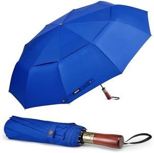 G4Free 54 Inch Large Compact Windproof Golf Umbrella for Rain Oversized Auto Open Close Folding Travel 10 Ribs Vented Double Canopy Umbrella for Women Men (Sapphire)