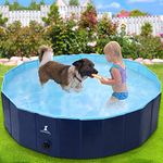 Wimypet Dog Swimming Pool, Pet Dog Cat Tub Indoor Outdoor Foldable Pool,PVC non-slip with Reinforced Oxford Walls Tub Durable Dogs Paddling kids Pool in Yard Garden（160 × 30 cm)