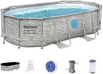 Bestway Power Steel Swim Vista Series II 14' x 8' 2" x 39.5" Above Ground Outdoor Swimming Pool Set with 530 GPH Filter Pump, Ladder, and Pool Cover