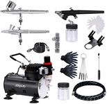 SAGUD Airbrush Kit with Compressor, Include 3 Air Brushes 0.2mm 0.3mm 0.8mm and Air Brush Accessories Cleaning Kit