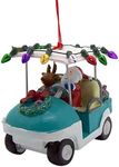 Santa in Golf Cart with Lights Chri