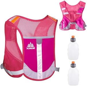 Azarxis Running Vest 2.5L Hydration Backpack Pack Runner Rucksack Lightweight for Women Men Outdoor Cycling Trail Race Marathon Hiking Climbing (Rose Red with 2 x 250ml Water Bottle)