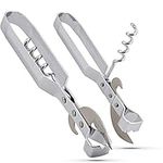 Manual Can Opener with Corkscrew and Bottle Opener Perfect for Camping, Traveling and Everyday Use(Pack Of 2) - By RamPro