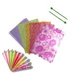 Saairaa Organics Printed Design Pre Cut Multicolour Frozen Cellophane Sheets for mehndi cone 30 Micron 6.75 Inch X 5 Inch (40 Pcs) with 0.7 MM Plastic Pins for Cone Rolling (40 Pcs)