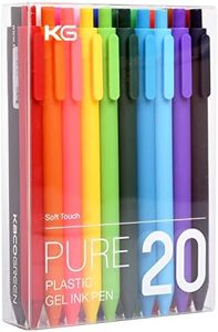 Kaco PURE Retractable Colored Gel Pens 20 Pieces Colorful Barrels Multi-color Ink Fine Point 0.5mm