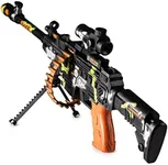 Light Up Toy Machine Blaster - Scope, Stand and Carrying Strap Flashing Lights, Sounds and Unique Revolving Rounds - Toys for Boys Combat Military Mission Toy - Birthday Gifts for Kids - Playo