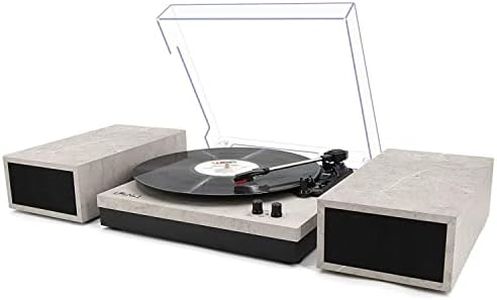 LP&No.1 Record Player with External Speakers, 3 Speed Vintage Belt-Drive Vinyl Turntable with Bluetooth Playback & Auto-Stop （Light Gray）