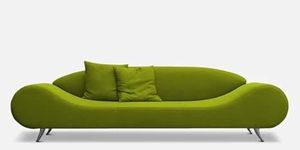 WOOD MAGIC ART Modern Velvet Curved Sofa|3 Seater Sofa Set|Velvet Fabric 3 Seater Wooden Sofa for Living Room, Hallway & Bedroom (Green)