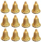 Homenique Antique Embossed Plastic Jingle Bells 2.5inch Jewelry Ornament for Home Christmas Tree Decoration DIY Crafts Hanging Bells Party, Light Golden,2.5inch- Pack of 12