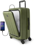 Aerotrunk Airline Approved Carry On Luggage with Front Pocket - Premium Hard Shell Expandable Suitcase with Spinner Wheels, TSA Lock - Carry-on 23" Olive