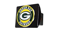 Green Bay Packers NFL Black Metal Hitch Cover with 3D Colored Team Logo by FANMATS - Unique Round Molded Design – Easy Installation on Truck, SUV, Car - Ideal Gift for Die Hard Football Fan