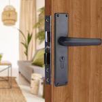 Godrej Mortise Lock I Mortise Door Handle Lock for Main & Internal Door in Residential & Commercial Spaces I NEH 20-1 CK I Matte Black Finish 20cm / 8 Inches Handle, with Lock Body & 3 Keys