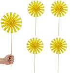 DEN DECORATION Traditional Paper Wind Spinning Pin Wheel Round with Twin Wheels Spinners Firki Spin Wheels (Handmade) (8 Inches Diameter) (Summer Yellow, Pack of 4 pcs)