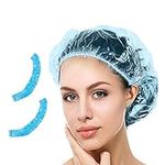 40 Pcs Shower Cap Disposable, Clear Plastic Bath Caps for Women Men Kids Girls, Multi-Purpose Thick Waterproof Bath Caps Hair Treatment, Spa,Home Use,Portable Travel (40Pcs Blue)