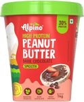 ALPINO High Protein Dark Chocolate Peanut Butter Smooth 1kg - Roasted Peanuts, Dark Chocolate, Whey Protein & Pea Protein – 30g Protein, Gluten Free - High Protein Peanut Butter Creamy