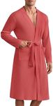 Ekouaer Mens Robes Lightweight Waffle Knit Spa Bathrobe Soft Kimono Shower Robe V Neck Long Sleeve Sleepwear with Pockets