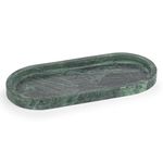 EHC Natural Marble, Bathroom Vanity Tray, Tray Bathroom, Decorative Tray, Candle Tray, Countertop Sink Storage Tray Organiser for Cosmetic, Perfume, Home Decor Tray, Oval, Green, 25 x 11.5 x 2 cm