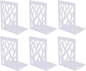 3 Paires Bookends, Serre-Livre en Métal pour Livres Cale Livre et CDs Anti-Dérapant pour Bureau, Ecole et Maison, Séparateurs de Livres, CD, Porte-Dossier (Blanc)