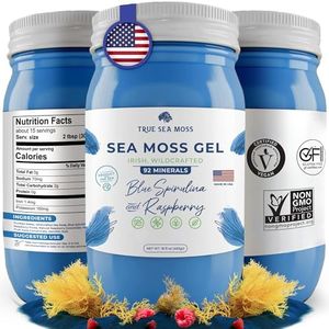 TrueSeaMoss Wildcrafted Irish Sea Moss Gel - Made with Dried Seaweed & Fresh Sea Vegetables, Seamoss - Made in USA (Blue Spirulina and Raspberry, Pack of 1)