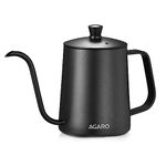 AGARO Elite Goose Neck Kettle, 600 ml, Stainless Body with Teflon Coating, Long Narrow Stainless Steel Pour Over Coffee Kettle, Coffee Maker, Black