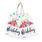 G2PLUS Happy Birthday Gift Tags - 50PCS Colorful Birthday Paper Tags with String - 8.5x5.5CM Personliazed Kids Birthday Labels for Kid's Gift Bags, Birthday Party Decoration