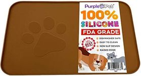 iPrimio Extra Large Pet Food Mat with Logo - Food Grade Silicone Cat Dog Feeding Mat - Dog Bowl Mat for Food and Water - Prevent Pet Water Food Spills - Protects Flooring - Non Slip - Large Brown