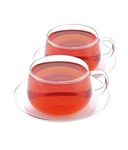 VAHDAM Glitter - Set Of 2 Tea Cup & Saucer | Borosilicate Glass Tea Cups & Saucers Sets | DURABLE - Tea Cup Set - Microwave, Refrigerator & Dishwasher Safe | Coffee Mugs | Tea Cup Gift Set | VAHDAM