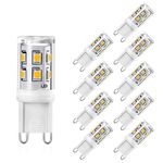 Yuiip G9 LED Light Bulb 2W Warm White 3000K Equivalent to 20W 25W Halogen Bulbs, Pin Base G9, AC220-240V, 360°Beam Angle, Non Dimmable,10 Pack