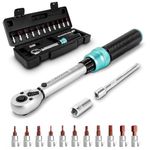 BLUEMARS 14PCS Bicycle Torque Wrench Set 1-25 Nm, 1/4 Inch Drive Click Torque Wrench Set with Dual Direction Adjustable 72 Tooth for Road and Mountain Bike and Motorcycle Maintenance