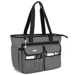 LoDrid Nurse Tote Bag with Bottom Padded Pad, Nurse Bags and Totes for Work, with Separated Storage Laptop Layer (up to 15.6 Inch), Nursing School Bag with Large Compartment, Gray, Bag Only