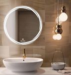 LUPPRA Glass Round Wall Mounting Mirror with Light |Bathroom,Venity and Smart Mirror Size 24X24 inch| LED Mirror 3 Tone (Cool, Natural, Warm)