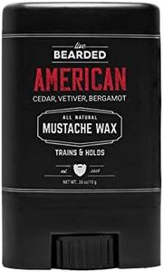 Live Bearded: Mustache Wax Stick - Made in the USA with All-Natural Ingredients - Beeswax, Lanolin, Jojoba Oil, Essential Oils - Medium Hold Mustache & Beard Wax for Men - American Scent, 0.35 Oz