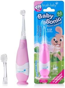 Brush-Baby - BabySonic Pink Electric Toothbrush, 0-36 Months - Soft, Gentle Vibrating Toothbrush for Sensitive Gums & New Teeth - with LED Light & Suction Base - Baby & Toddler Brush Heads