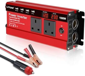 LVYUAN 1500W Power Inverter 12V to 240V AC Car Converter with 3.1A 4 USB 2 AC Sockets Dual Car Adapter With 2 LED Display