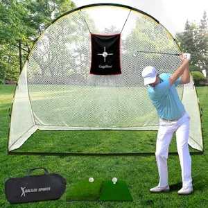 Golf Hitting Practice Nets for Backyard Driving Heavy Duty Men Real Indoor Golf Balls Hitting Pitching Driving Nets for Indoor Outdoor Garage Use Golfing Swing Training Impact Cages with Frame and Net