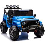 Kids Republic 2-Seater 24V Electric Ride-On Jeep with Full LED Lights, Parental Remote Control, MP3 Player, and 3 Speeds for Kids (24V, Blue)