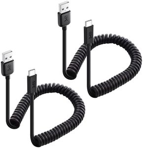 Cable Matters 2-Pack Coiled USB A to USB C Cable 30-120cm, 3A/15W Fast Charging, Support Apple CarPlay, Android Auto, for iPhone 15/15 Pro/15 Plus/15 Pro Max, Galaxy S24, iPad