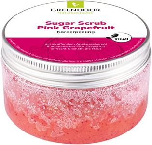 Greendoor esfoliante corpo zucchero macchia rosa pompelmo, scrub zucchero senza microplastiche, 230g, cosmetici naturale