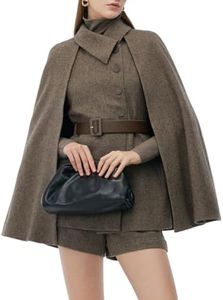 GOELIA Womens Spring Washable Wool Cloak Coats And Flap Neck Button Vest Two-Piece Set with Belt Plus Size Coat Outerwear Women's Day Women's Coats 2026