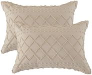 Bedsure Pillow Shams Queen Size Set of 2, Decorative Boho Pillow Shams with Envelope Closure, Ultra Soft and Breathable Queen Pillow Cases for Bed Pillows, Khaki, 20x30 Inches