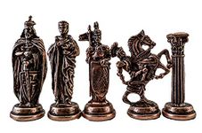 (Only 32 Pieces) Medieval British Army Antique Copper Metal Handmade Chess Pieces (without Board)