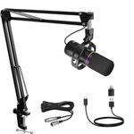 socodox XLR/USB Dynamic Microphone Kit, Podcast Microphone with Noise Cancellation, Independent Volume Control Gaming Microphone with Boom Arm