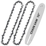 3Pcs 10 Inch Chainsaw Chains and Guide Bar, Replacement Chain for WORX WG309,10'' Chain for Sun Joe SWJ803E SWJ807E - 3/8'' .050'' 40 Drive Links (2 Chain+1 bar）