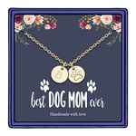 Dog Mom Gifts for Women Necklace, 14k Gold Filled Dog Mom Gifts Letter Initial Necklace Women Girls Alphabet Disc Puppy Paw Print Necklace Pet Dog Lovers Gifts for Dog Mom, Metal