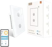 MOES Dual Dimmer Switch, Double Dimmer Switch for LED Lights, Full Range Dimming, WiFi Smart Light Switch Neutral Wire Required, Single Pole, 300W INC, 75W LED/CFL, Smart Life/Tuya APP Remote Control